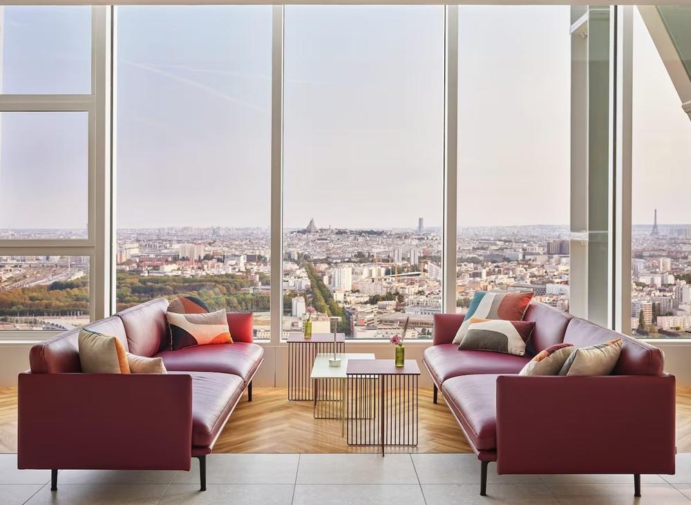 Lounge at Wyndham Paris Pleyel overlooking Paris